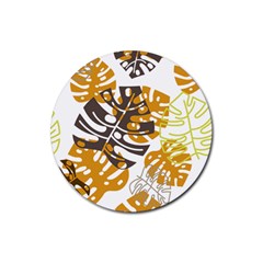 Pattern Leaves Rubber Coaster (round)  by HermanTelo