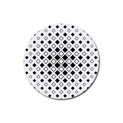 Square Diagonal Pattern Monochrome Rubber Round Coaster (4 Pack)  by Sapixe