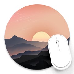 Sunset Sky Sun Graphics Round Mousepads by HermanTelo