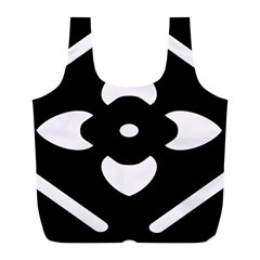 Pattern Flower Black Full Print Recycle Bag (l) by Bajindul