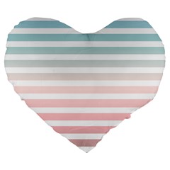 Horizontal Pinstripes In Soft Colors Large 19  Premium Heart Shape Cushions by shawlin