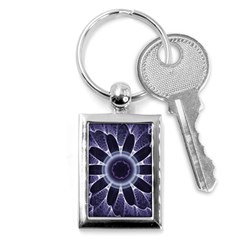 Fractal Feathers Blue Purple Key Chain (rectangle) by Pakrebo