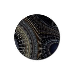 Fractal Spikes Gears Abstract Rubber Coaster (round)  by Pakrebo