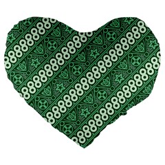 Batik Pattern Java Indonesia Large 19  Premium Flano Heart Shape Cushions by Pakrebo