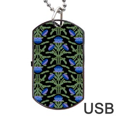 Pattern Thistle Structure Texture Dog Tag Usb Flash (one Side) by Pakrebo