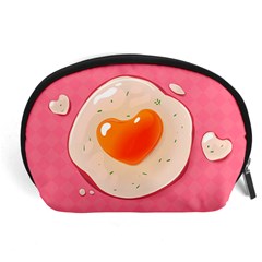 Omelette Heart Pink Valentine Accessory Pouch (large) by Bajindul