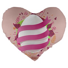 Easter Egg Large 19  Premium Heart Shape Cushions by Bajindul
