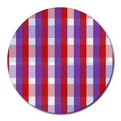Gingham Pattern Line Round Mousepads by HermanTelo