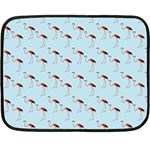 Flamingo Pattern Blue Double Sided Fleece Blanket (Mini)  35 x27  Blanket Back