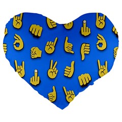 Emojis Hands Fingers Large 19  Premium Heart Shape Cushions by Bajindul