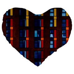 Architecture Color Colour Windows Large 19  Premium Heart Shape Cushions by Pakrebo