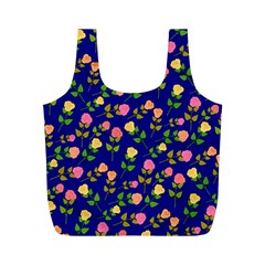 Flowers Roses Blue Full Print Recycle Bag (m) by Bajindul