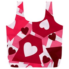 Pink Hearts Pattern Love Shape Full Print Recycle Bag (xl) by Bajindul