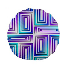 Geometric Metallic Aqua Purple Standard 15  Premium Round Cushions by HermanTelo