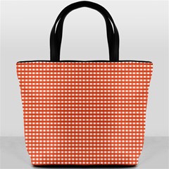 Gingham Plaid Fabric Pattern Red Bucket Bag by HermanTelo