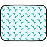 Blue Parrot Pattern Yellow Plaid Flannel Double Sided Fleece Blanket (Mini)  35 x27  Blanket Back
