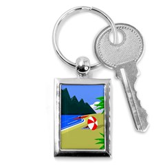 Beach Summer Sea Ocean Water Sand Key Chain (rectangle) by Simbadda