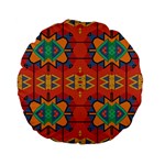 Misc shapes on an orange background               Standard 15  Premium Flano Round Cushion Back