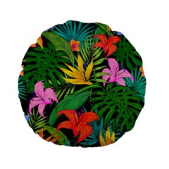 Tropical Greens Leaves Design Standard 15  Premium Flano Round Cushions by Simbadda