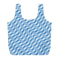 Geometric Blue Shades Diagonal Full Print Recycle Bag (l) by Bajindul