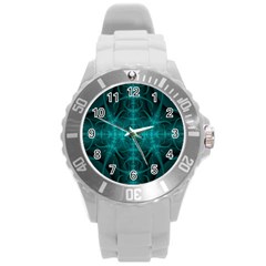 Abstract Art Design Digital Art Round Plastic Sport Watch (l) by Pakrebo