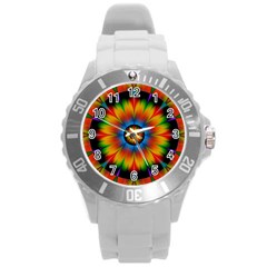 Abstract Digital Art Artwork Round Plastic Sport Watch (l) by Pakrebo