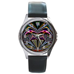 Abstract Art Artwork Fractal Design Round Metal Watch by Pakrebo