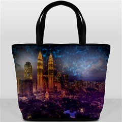 City Lights Skyline Buildings Bucket Bag by Wegoenart