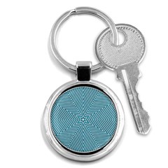 Lines Blue Repeating Textile Key Chain (round) by Wegoenart