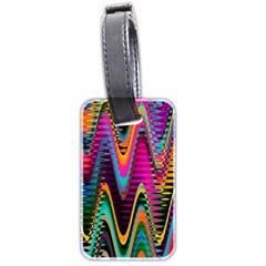 Multicolored Wave Distortion Zigzag Chevrons 2 Background Color Solid Black Luggage Tag (two Sides) by EDDArt