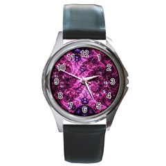 Fractal Art Digital Art Round Metal Watch by Pakrebo