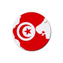 Tunisia Flag Map Geography Outline Rubber Coaster (round)  by Sapixe