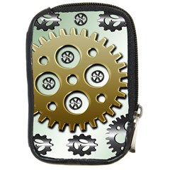 Gear Background Sprocket Compact Camera Leather Case by HermanTelo
