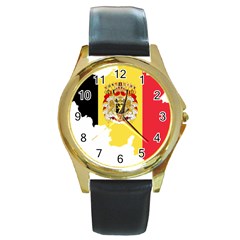 Belgium Country Europe Flag Round Gold Metal Watch by Sapixe