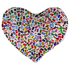 Heart Flags Countries United Unity Large 19  Premium Flano Heart Shape Cushions by Sapixe