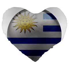 Uruguay Flag Country Symbol Nation Large 19  Premium Flano Heart Shape Cushions by Sapixe