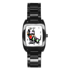 Basset Hound Sugar Skull Stainless Steel Barrel Watch by retrotoomoderndesigns