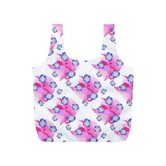 Blue Flowers On Pink Full Print Recycle Bag (s) by bloomingvinedesign