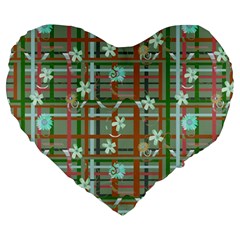 Textile Fabric Large 19  Premium Flano Heart Shape Cushions by HermanTelo