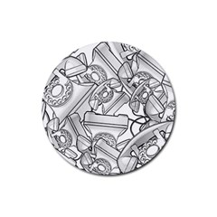 Phone Dial Communication Technology Rubber Coaster (round)  by Pakrebo