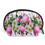 Flowers Roses Pink White Blooms Accessory Pouch (Large) Front