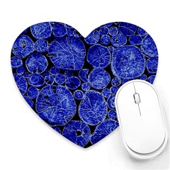 Neon Abstract Cobalt Blue Wood Heart Mousepads by Bajindul