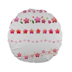 Sakura Border Cherry Blossom Standard 15  Premium Flano Round Cushions by Simbadda