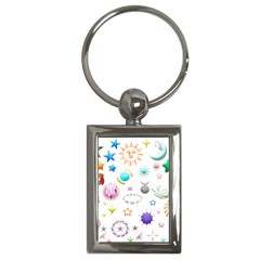 Shapes Stars Moon Sun Pattern Key Chain (rectangle) by Simbadda