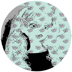 Wide Eyed Girl Wooden Puzzle Round by snowwhitegirl