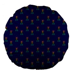 Nerdy 60s  Girl Pattern Blue Large 18  Premium Flano Round Cushions by snowwhitegirl