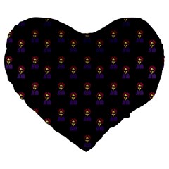 Nerdy 60s  Girl Pattern Black Large 19  Premium Heart Shape Cushions by snowwhitegirl