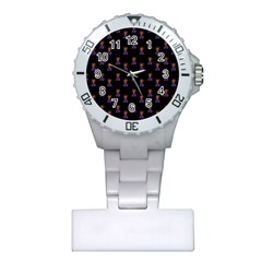 Nerdy 60s  Girl Pattern Black Plastic Nurses Watch by snowwhitegirl