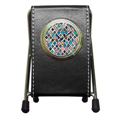 Diamond Shapes Pattern Pen Holder Desk Clock by Sudhe
