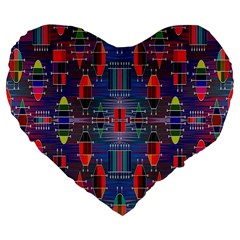 Colorful 63 Large 19  Premium Flano Heart Shape Cushions by ArtworkByPatrick